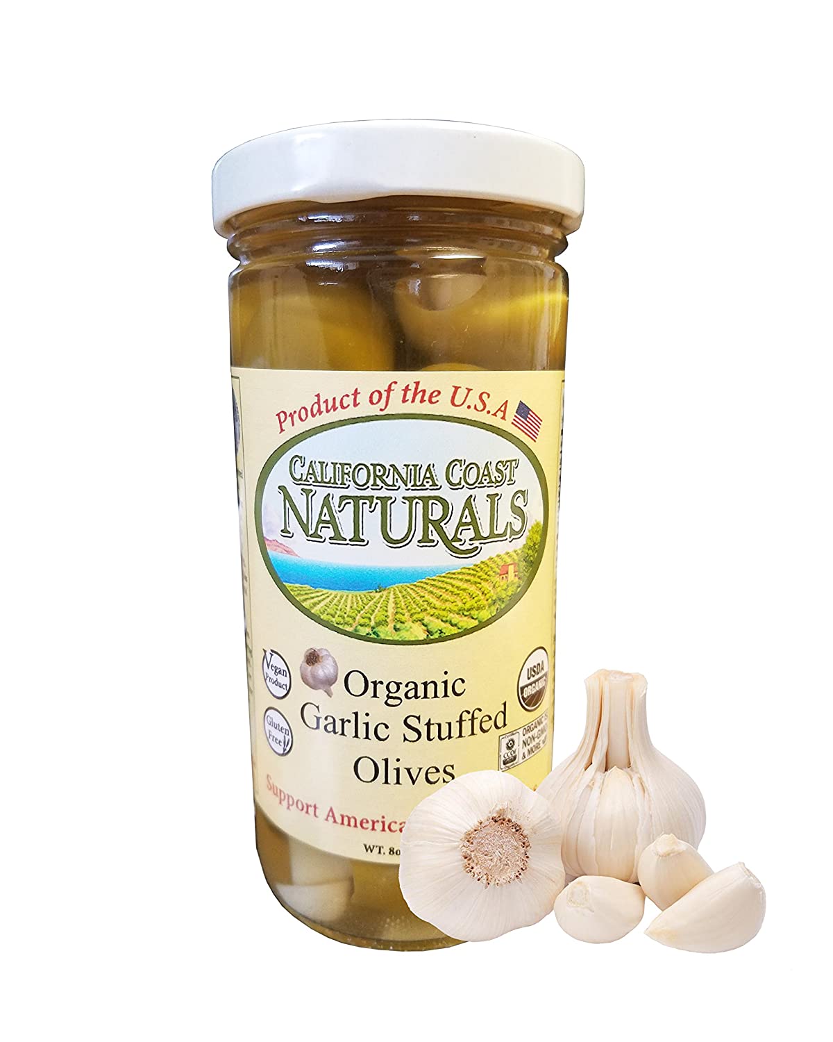 California Coast Naturals, Organic Garlic Stuffed Olives, 8 oz