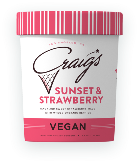 Craig's Vegan, Sunset & Strawberry, Non-Dairy Frozen Dessert, 3.6 oz