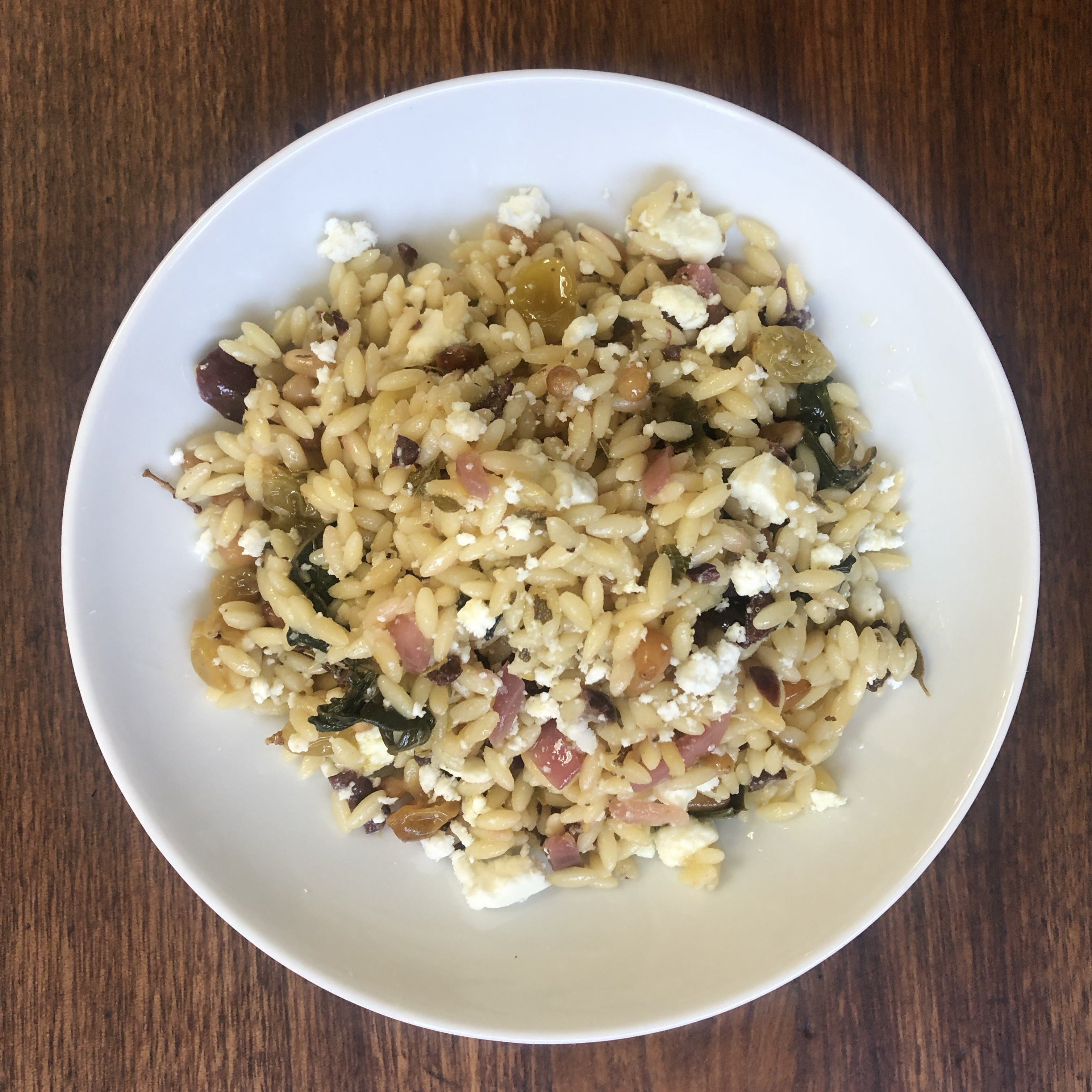 Farmshop, Orzo Pasta Salad with Olives, Pickled Red Onions, Pine Nuts & Goats' Milk Feta, 8 oz