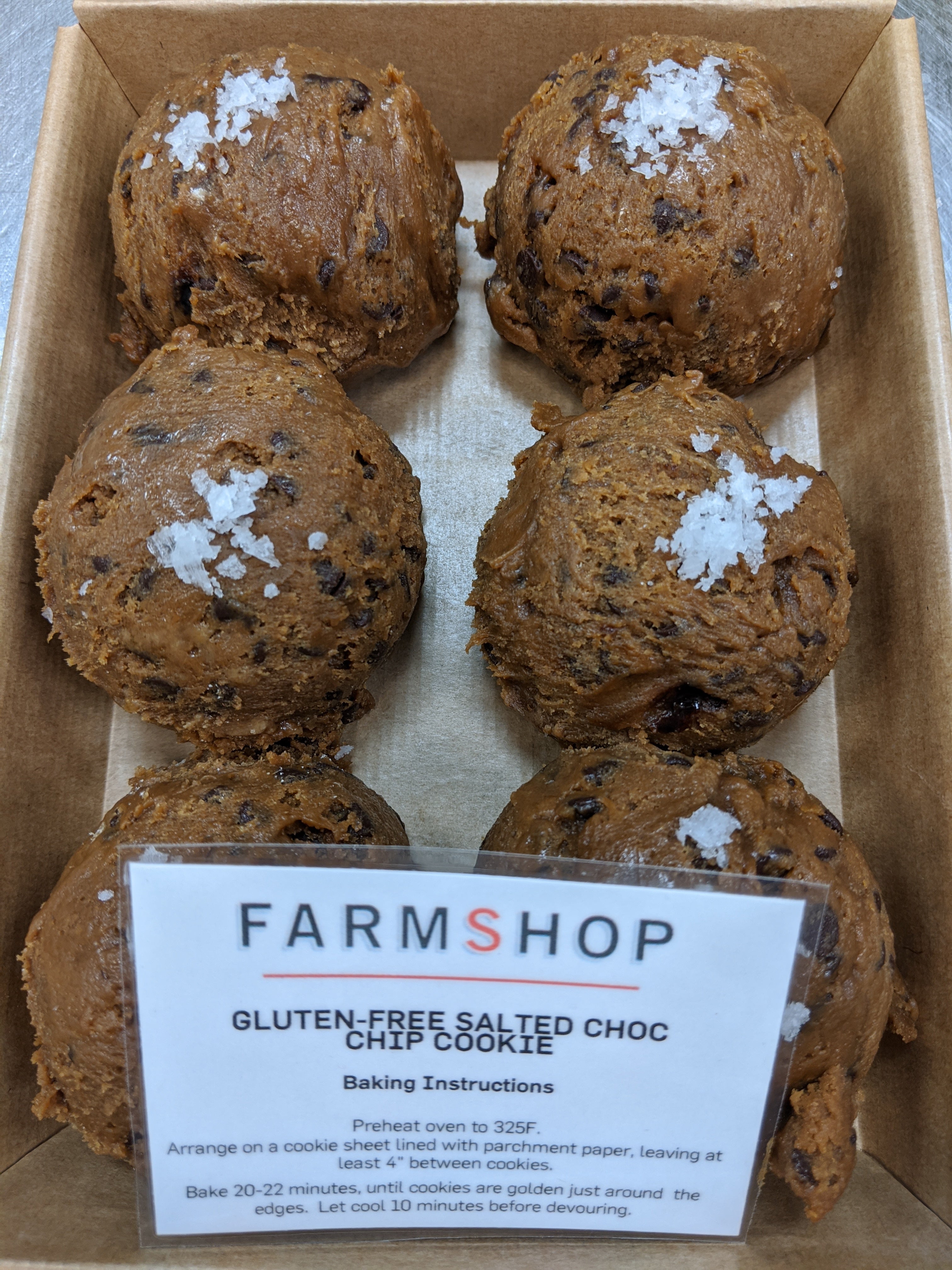 Farmshop Bakery, Frozen Gluten-Free Salted Chocolate Chip Cookies, 6 pk