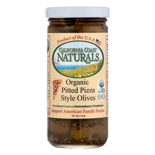 California Coast Naturals, Olives, Pizza Style, Pitted Green, 8 oz