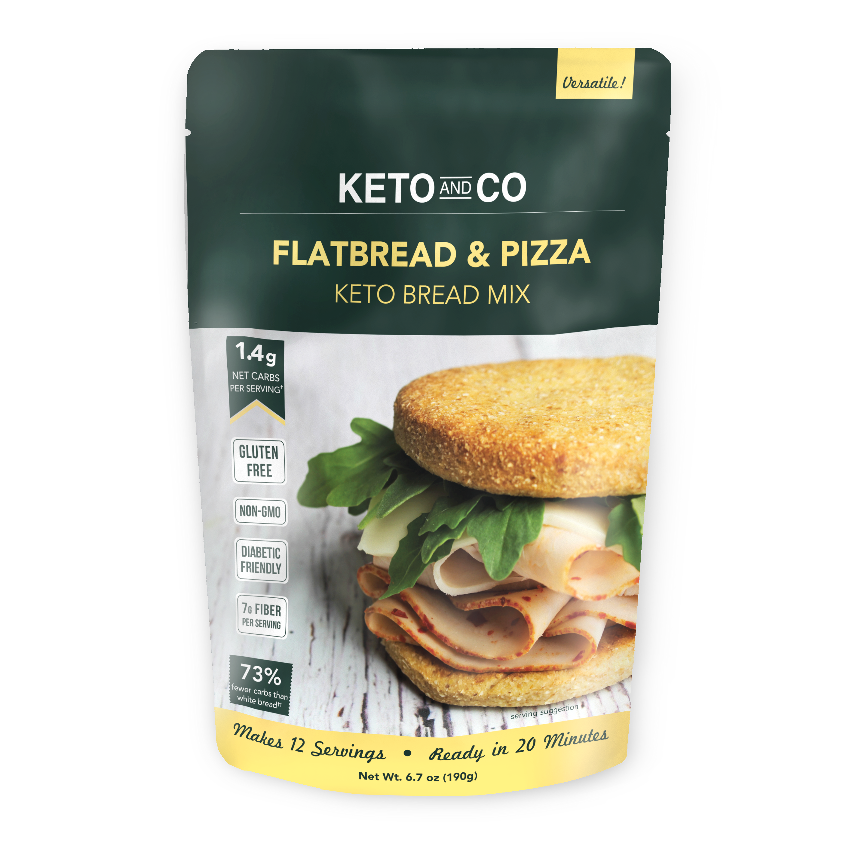 Keto & Co, Flatbread and Pizza Bread Mix, Keto Bread Mix, 6.7 oz