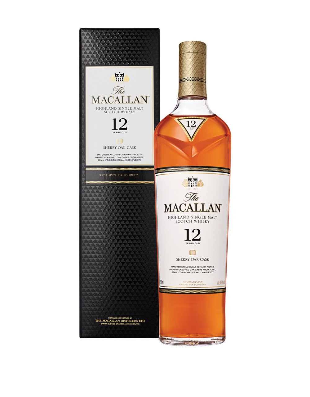 The Macallan, Single Malt Scotch Whiskey aged 12 years, Highlands Scotland
