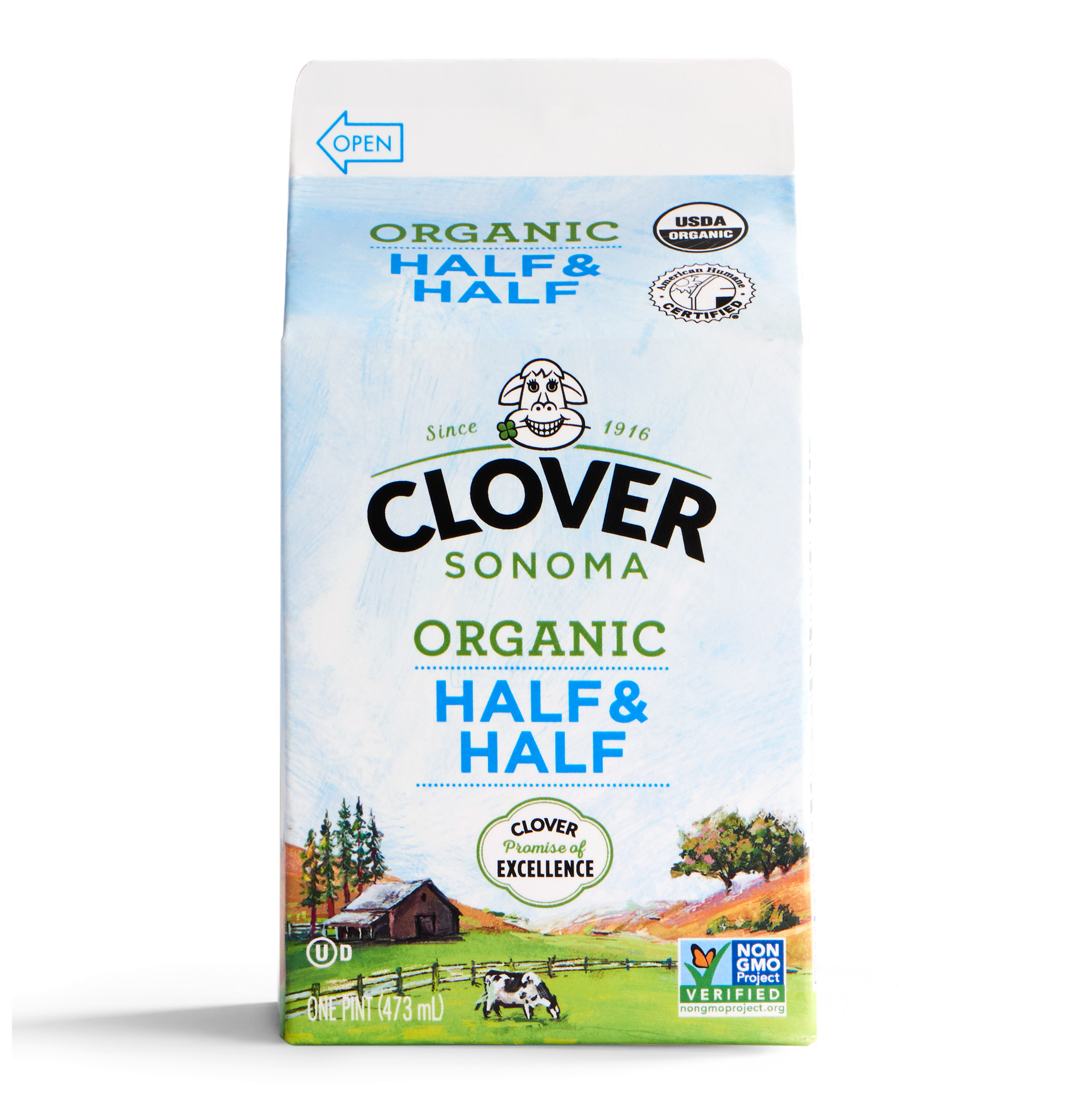 Clover Organic, Half & Half, 1 Pint