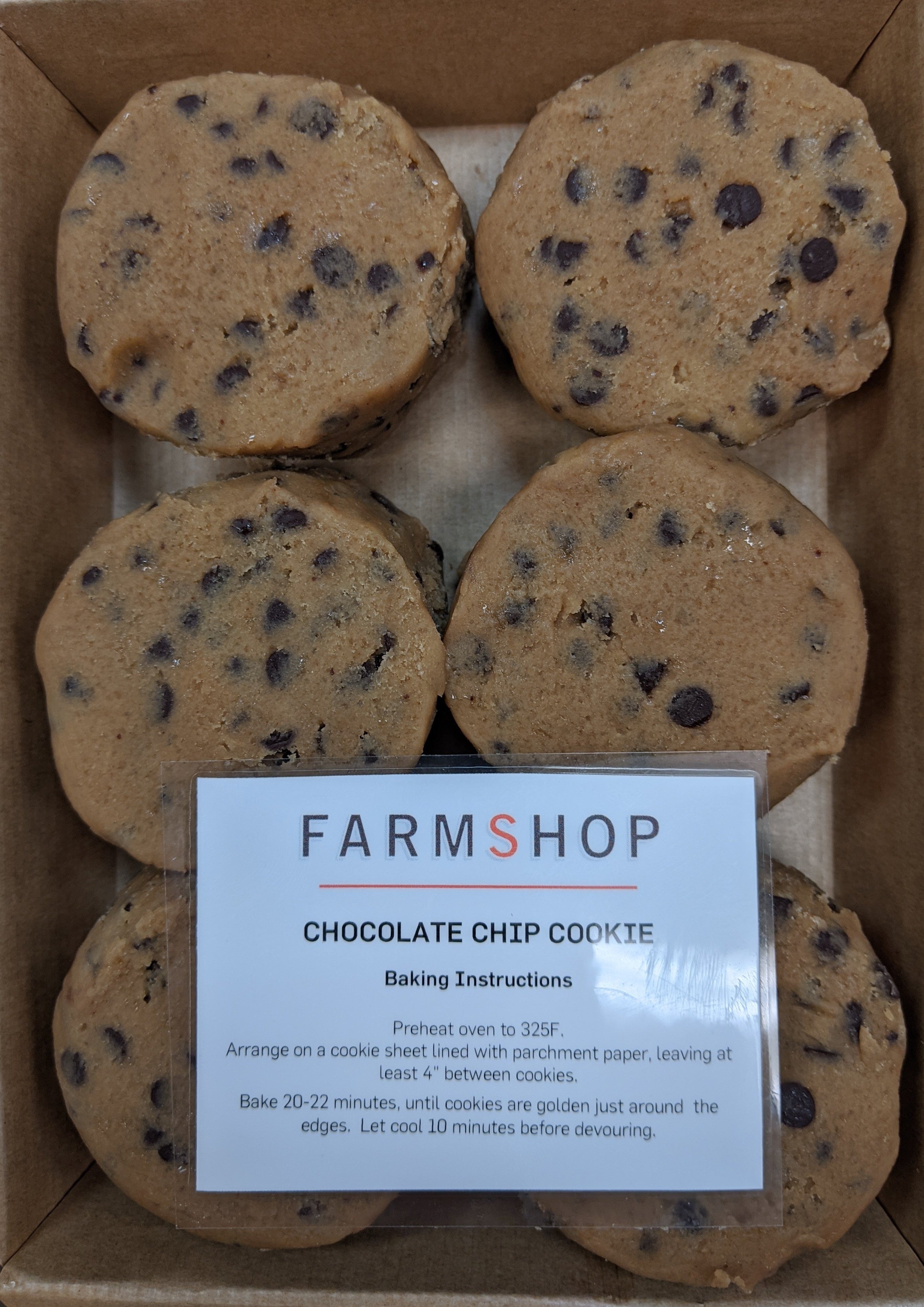 Farmshop Bakery, Frozen Chocolate Chip Cookies, 6 pk