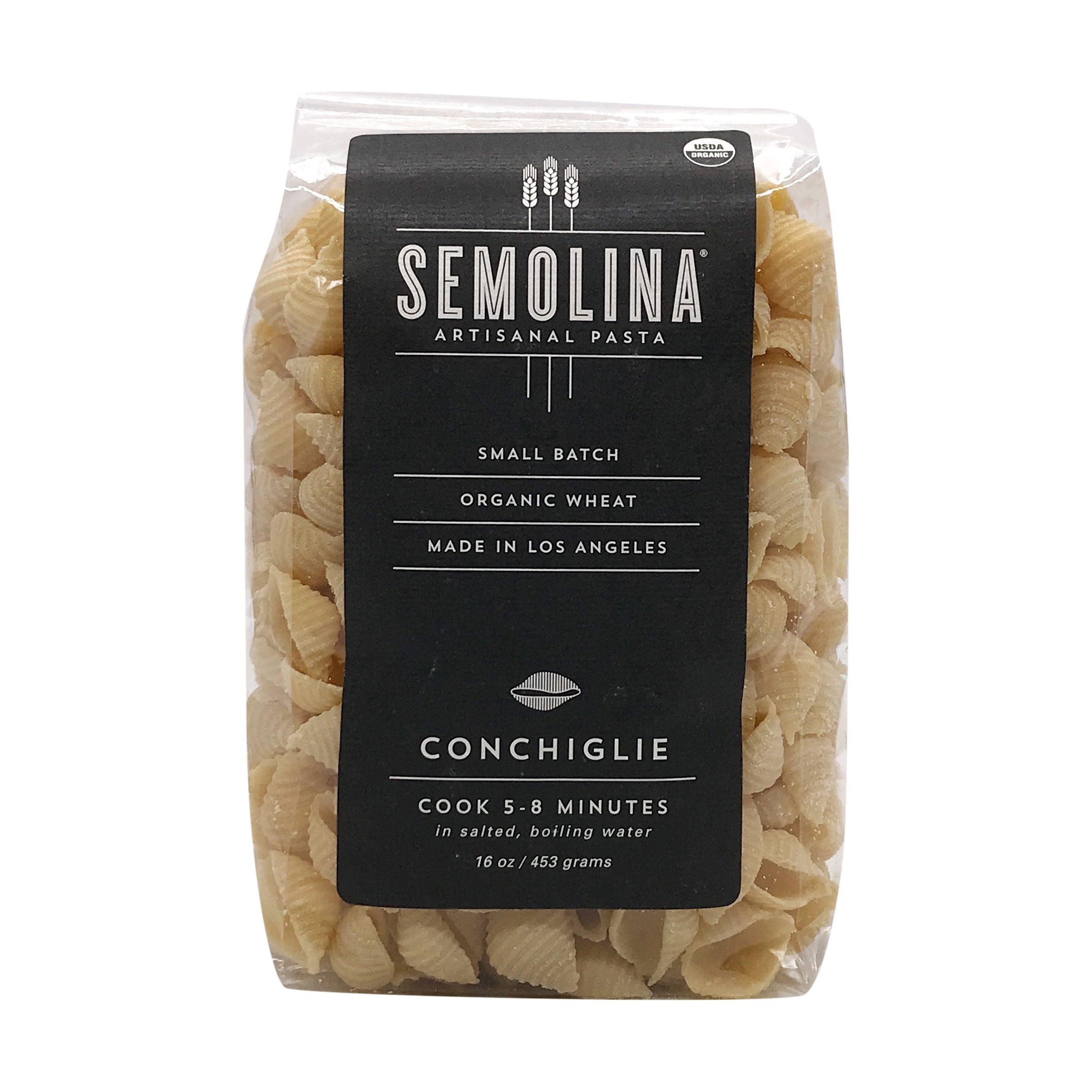 Semolina, Artisanal Pasta, Organic Conchiglie, Pastina, 16 oz