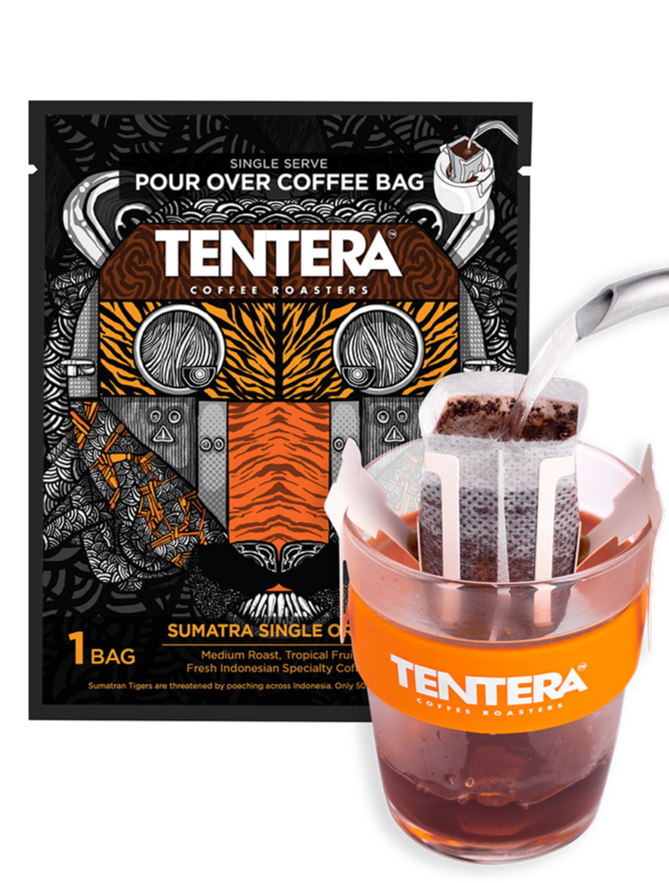 Tentera Coffee Roasters, Organic Pour Over Coffee Bags, Sumatra Rasuna Natural, 7 pack