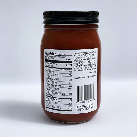 Zonzon's Organic, Tunisian Spicy Tomato Sauce, 16 oz